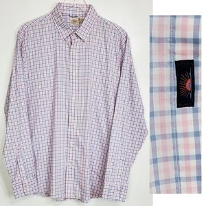 NWT Faherty the movement shirt coral breeze gingham long sleeve button up